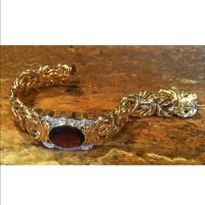 14K YG African Amethyst Diamond Byzantine Bracelet